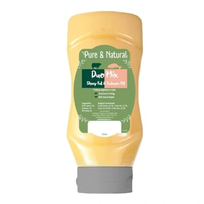 Image of Pure &amp; Natural Duo Sheep/Salmon Oil for Dogs Cats, 500ml Omega 3 Fish with Liquid Sheep Fat Joint Health, Dog Food Topper, Weight Gainer Coat Supplement