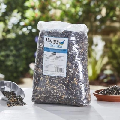 Image of Happy Beaks Premium Blue Tit Specialist Bird Seed Food Mix (5kg) High Energy Feed for Wild Garden Birds