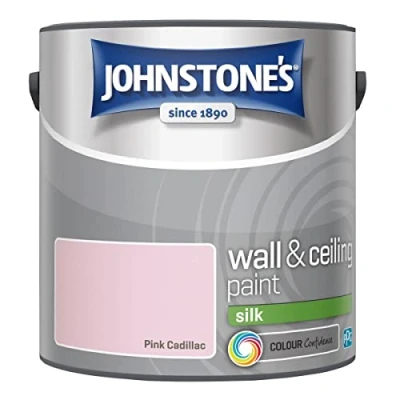 Image of Johnstone&#039;s Wall &amp; Ceiling Paint Pink Cadillac Silk Finish Emulsion Fantastic Coverage Easy to Apply Dry in 1 2 Hours 12m2 per Litre 2.5L