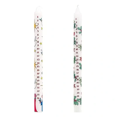 Image of Set Of 2 Traditional Countdown To Christmas Advent Candle Holly &amp; Ivy And Wise Men With Numbers Festive Dinner Taper