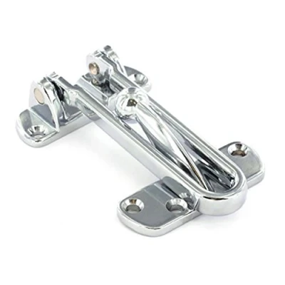 Image of Chrome Plated Front Door Security Chain Restrictor Heavy Duty Strong Home Safety