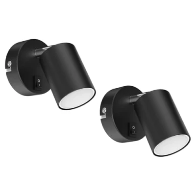 Image of ledscom.de 2 Wall spot WAIKA with Switch Black matt GU10 LED lamp Warm White 3 Step dimming: max. 500lm Each