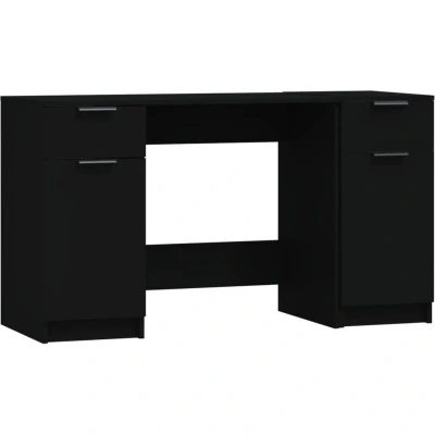 Image of vidaXL Desk with Side Cabinet Black Engineered Wood