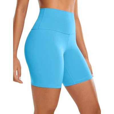 Image of CRZ Yoga Womens Butterluxe 6&#039;&#039; Shorts High Waisted Workout Gym Leggings Running Spandex Biker Kayak Blue 14