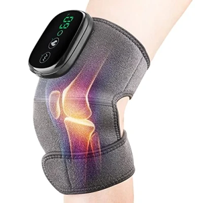 Image of MOAJAZA Heated Knee Massager Brace Wrap, Vibration Heating Pads, 3 Adjustable Intensity and Temperature, Wrap for Knee/Elbow/Shoulder Relax, Black