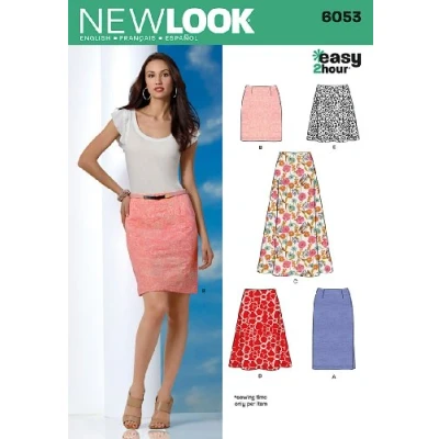 Image of New Look Easy 2 Hour Sewing Pattern 6053: Misses&#039; Skirts, Size A(8 10 12 14 16 18), Multicolor, A (6 8 18)