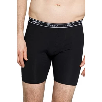 Image of JP 1880 Menswear Big &amp; Tall Plus Size L 8XL Stretch Cotton Long Leg Boxer Briefs Black 18 711242 10