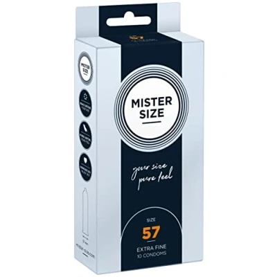 Image of MISTER Size 57mm Ultra Sensitive Condoms for Men Extra Thin, fine, lube/Made from 100% Natural Rubber Latex in Your L XL/Real Feel Pack of 10
