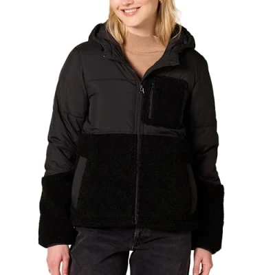 Image of Amazon Essentials Women&#039;s Sherpa Puffer Jacket, Black, M