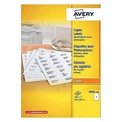 Image of Avery Address Labels for Monochrome Copier 100 Sheets with 1 Label Each in White
