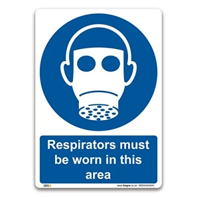 Image of Respirators must be worn in this area Sign A4 Self adhesive Vinyl Mandatory Safety PPE