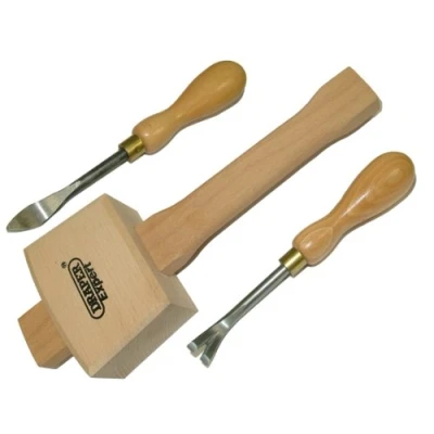 Image of Wooden Handle Tack Lifter, Staple Remover + Mallet Upholstery Kit