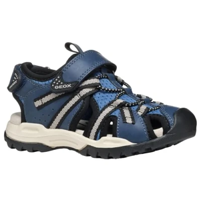Image of Geox Borealis Walking sandals for kids, Size: 10K, Denim/grey Leather and textile