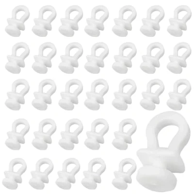 Image of QZVCGSTA 100 Pcs Curtain Hooks Gliders Rollers White Plastic Track Glider Hook Durable Rust Free for Door Curtain, Window