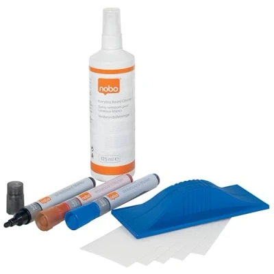 Image of Nobo Whiteboard Starter Kit, 3 Markers, Cleaner, Eraser and Refills, 34438861