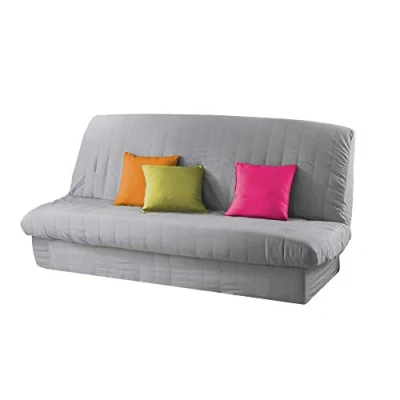 Image of DOUCEUR D&#039;INTERIEUR Click CLACK Cover Quilted +Base Band Plain Polyester Essentiel GRIS, Grey, Three_Seats