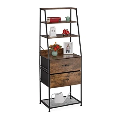 Image of Relaxdays Shelf, 3 Drawers, Shelves, Vintage Look, Industrial Design, HxWxD: 155 x 43 42.5 cm, Black/Brown