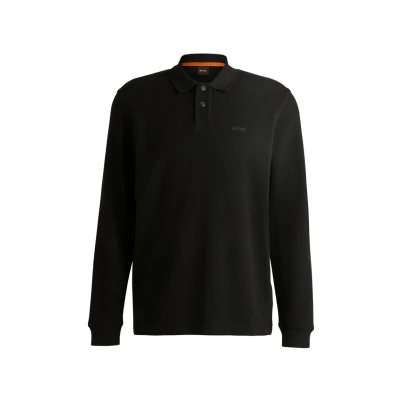 Image of BOSS Mens Petempestolong Logo Detail Polo Shirt in a Cotton Blend