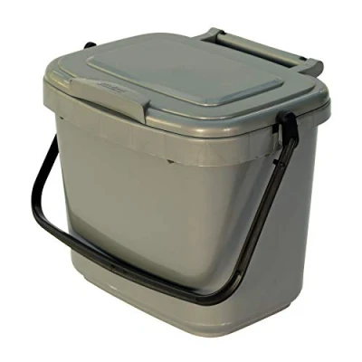 Image of Silver Grey Kitchen Compost Caddy (5L Small) for Food Waste Recycling (5 Litre) 5L Plastic Composting Bin