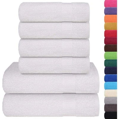 Image of vidaXL 6 Piece Towel Set White 360 gsm 100% Cotton