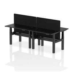 Image of Air B2B 1200x600mm Adjustable 4P Bench Desk CP Black/Black + Screen