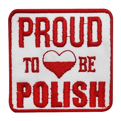 Image of Proud Polish Patch, Flag Embroidered Iron on Sew Patch Badge for Clothes etc. 7x7 cm
