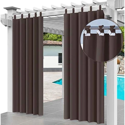 Image of Ferocity Outdoor Curtain Waterproof 220 x 155cm UV Rays Prevent &amp; Windproof Drapery for Patio, Front Porch, Pergola, Beach Home Width 61&quot; Length 87&quot;, (1 Panel) Brown [129]