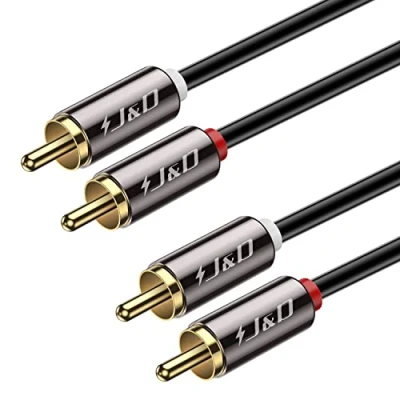 Image of J&amp;D RCA Cable, Gold Plated 2RCA Male to Copper Shell Stereo Audio Cables, 6 Meter