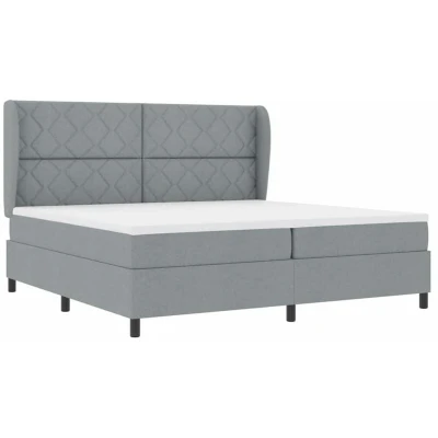 Image of vidaXL Box Spring Bed with Mattress Light Grey, 200x200 cm Fabric