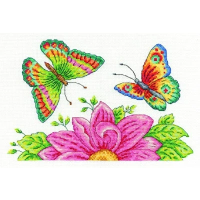 Image of DMC &quot;Butterfly Garden 14 Count Cross Stitch Kit, Multi Colour
