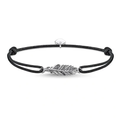 Image of Thomas Sabo Unisex Bracelet Little Secret Feather Black 925 Sterling Silver LS063 889 11 L22v