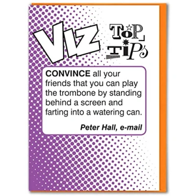 Image of Brainbox Candy Official Viz Top Tips Birthday Card Hilariously Funny &#039;Trombone&#039; Cheeky Alternative Humour For Him Her Men Women Friend Mates Sold