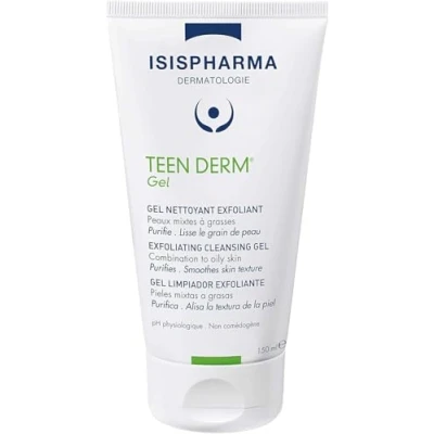 Image of ISISPHARMA TEEN DERM GEL Exfolianting face wash Cleanser for Combination to Oily skin Salicylic Acid and Natural Exfoliating Beads Acne treatment Glass Effect Made in France