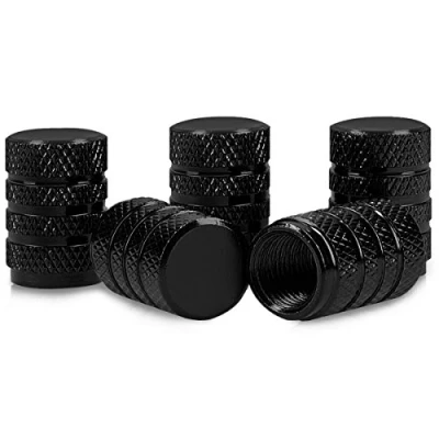 Image of kwmobile 5x Valve Cap Metal Tire Dust Caps for Car, Bike, Motorcycle Set of 5 Stem Car Wheel Dustproof