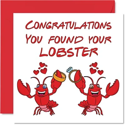 Image of Engagement Cards for Couples You Found Your Lobster Congratulations Happy Gifts, Congrats Well Done Card, 145mm x Wedding Marriage Greeting Fiance Fiancee
