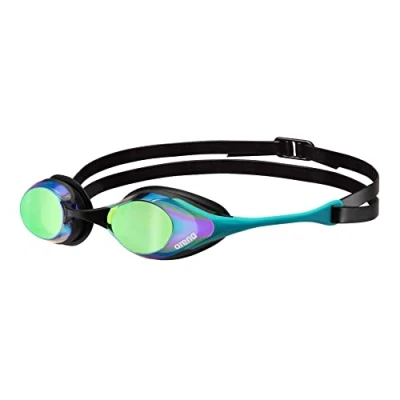 Image of Arena Unisex Cobra Swipe Racing Swim Goggles for Men and Women Polycarbonate Mirror Lens Hydrodynamic Design, Emerald/Peacock