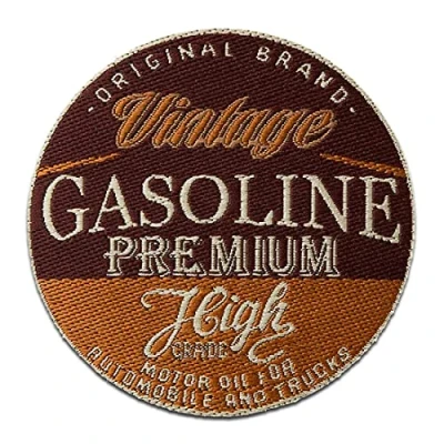 Image of Mono Quick Vintage Gasoline Motorcycle Iron on Patch, 1 Round Colourful Cloth Patches for Adults