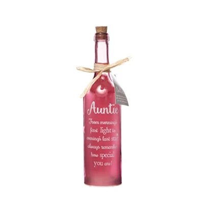 Image of Boxer Gifts SB1123 Light Up LED Auntie Glass Starlight Bottle Beautiful, Decorative Homeware Perfect for Her Complete with Gift Tag, Pink