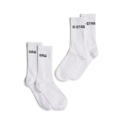 Image of G STAR RAW Tennis 2ER PACK LOGO Socks, Men&#039;s, Size: 8.5 11, Weiß