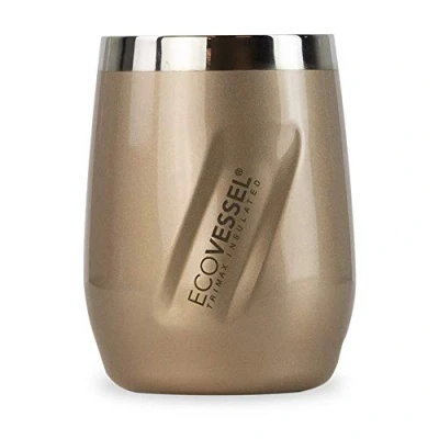 Image of EcoVessel &#039;s Port Vacuum Insulated Stainless Steel Wine Glass/Whiskey Tumbler, Gold Dust, 296 ml