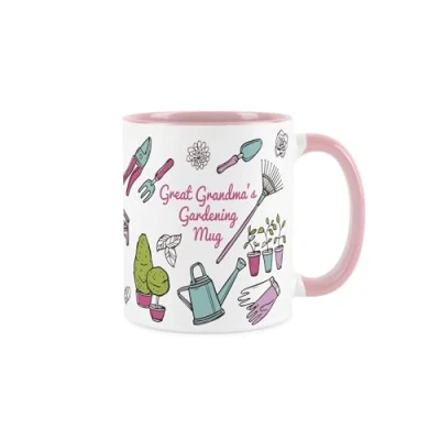 Image of Purely Home Great Grandmas Gardening Mug Accessories &amp; Tools Presents White Pink Coffee/Tea Gift for Gardeners 11oz