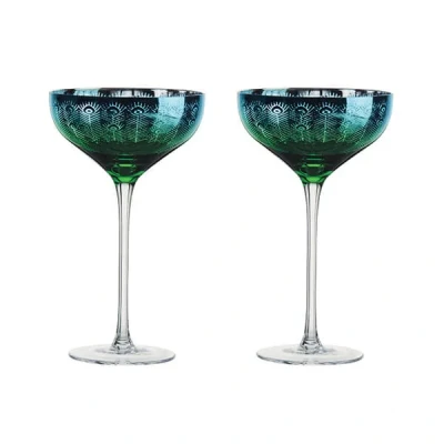 Image of Artland Peacock Set of 2 Champagne Saucers