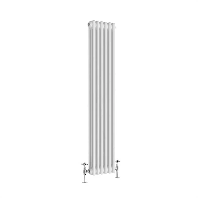 Image of Warmehaus Traditional Radiator Triple Column White Vertical Cast Iron Style Central Heating Tall 1500 x 290mm