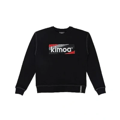 Image of KIMOA Striped Logo Black Sweatshirt, Unisex Adult