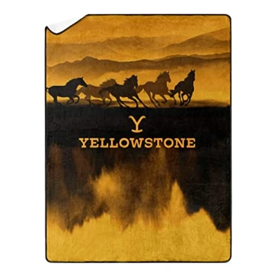 Image of Northwest Yellowstone Oversized Silk Touch Sherpa Throw Blanket, 60&quot; x 80&quot;, Wild Horses