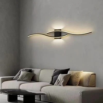 Image of Comely Wall Sconce Light Indoor, Black Modern LED Lamp 27W 3000LM, Warm White 3000K, Aluminium Lights for Living Room Bedroom Hallway Dining Staircase