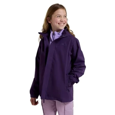Image of Mountain Warehouse Solar Kids Unisex Waterproof Jacket Rip Stop Fabric, Taped Seams Adjustable Cuffs, Hood, Boys &amp; Girls, Best for Outdoors Berry Teen Size 13 Years