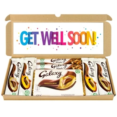 Image of Chocolate Hamper Letter Box Gift Selection Fullsize Galaxy bars Ideal Gifts For Women, Men, Kids (Get Well Soon, Full Size)