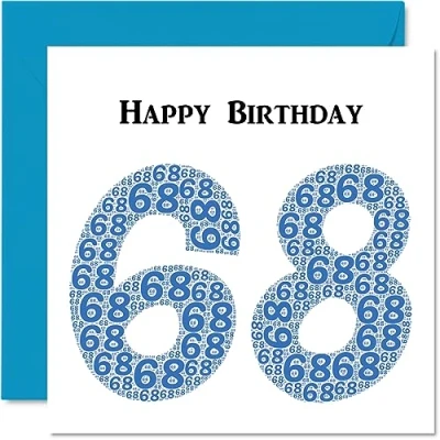 Image of Fun 68th Birthday Cards for Men Shapecloud Happy Card Dad Mum Grandad Nanny Grandma Gran Uncle Auntie Cousin, 145mm x Greeting Cards,