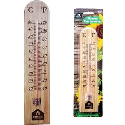 Image of Large Wooden Thermometer for Indoor or Outdoor use Home Garden Shed Garage NEW